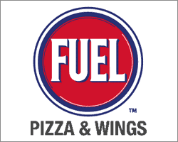 Fuel pizza & wings logo.