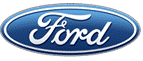 An old ford logo on a blue background.