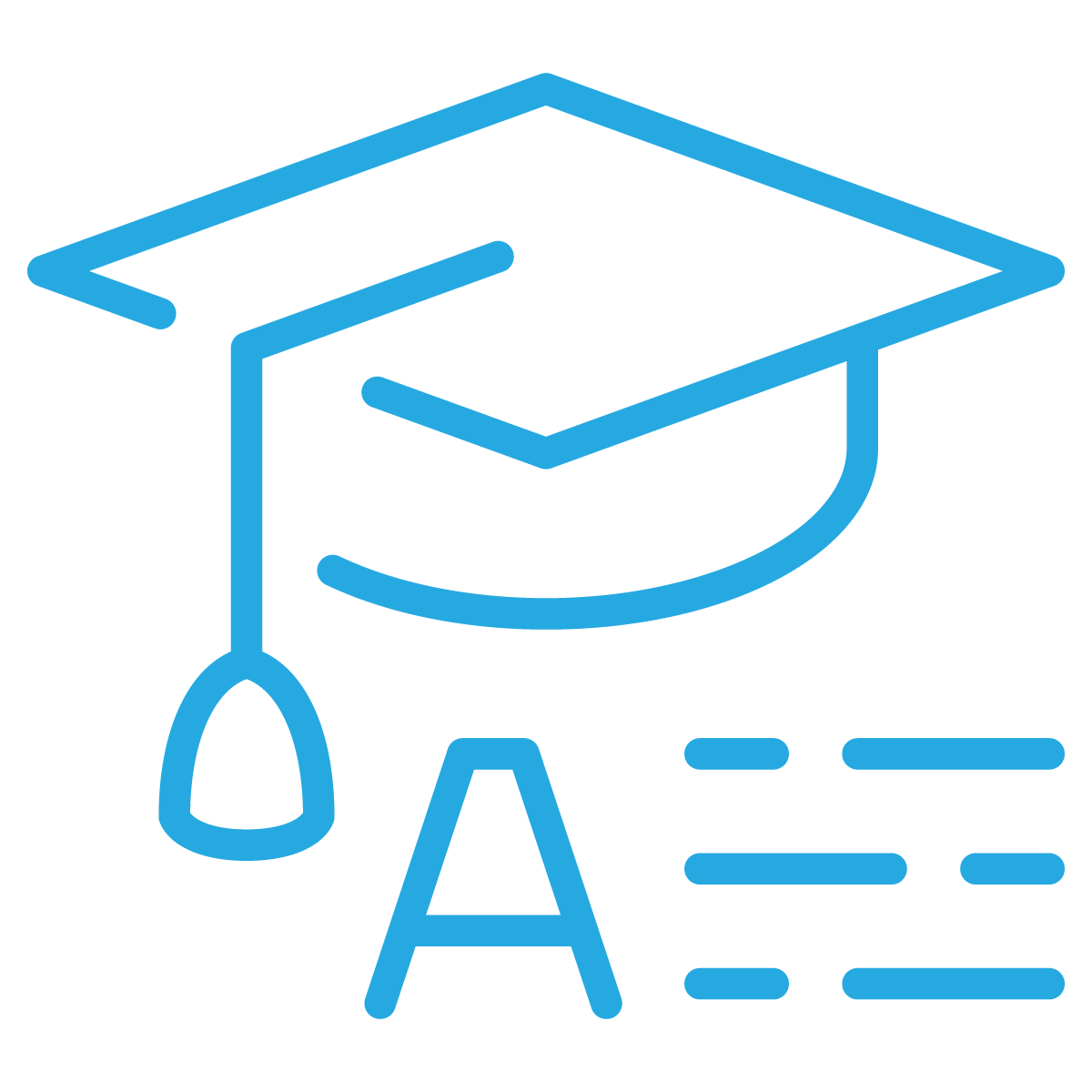 A graduation cap icon on a white background for menu design services.
