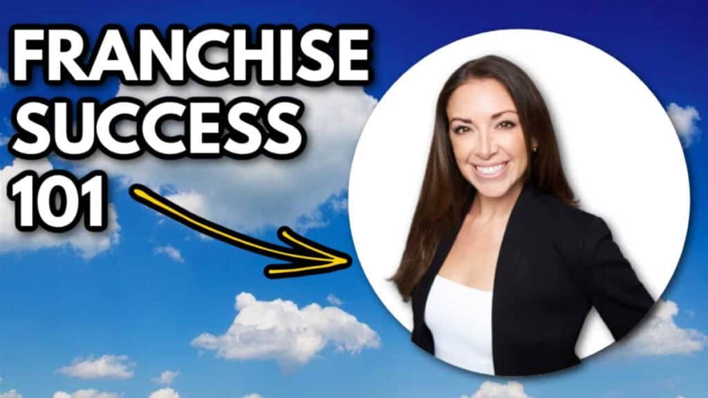 A woman in a business suit showcasing franchise success