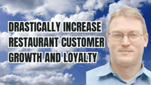 Garrett Lang in front of cloud background giving a webinar on drastically increasing your restaurant customer growth and loyalty.